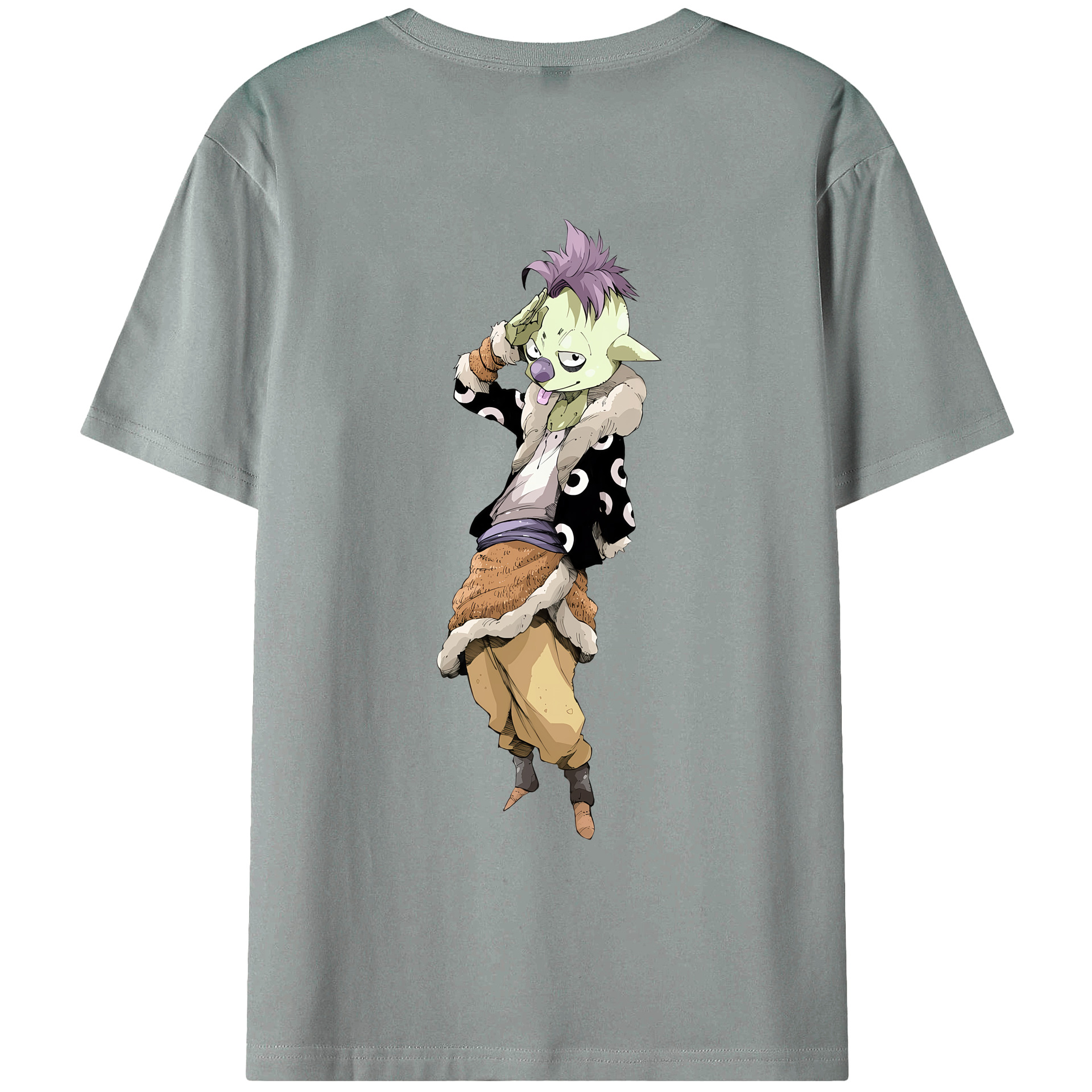 （画像用） 転スラ Regarding Reincarnated to Slime 綿100％ メンズ半袖Tシャツ（バックプリント） 通気性